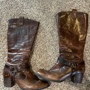 Born Dark Brown Leather Heeled Boots
